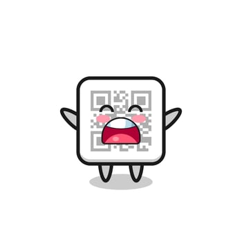 cute qr code mascot with a yawn expression vector