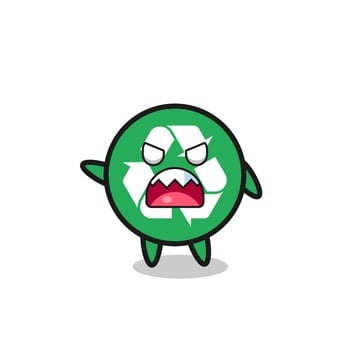 cute recycling cartoon in a very angry pose vector