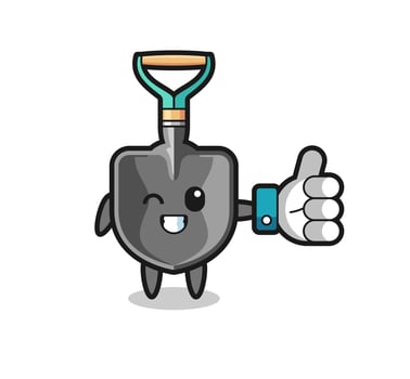 cute shovel with social media thumbs up symbol vector