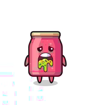 the cute strawberry jam character with puke vector