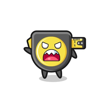 cute tape measure cartoon in a very angry pose vector