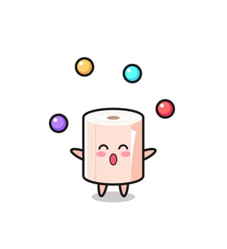 the tissue roll circus cartoon juggling a ball vector