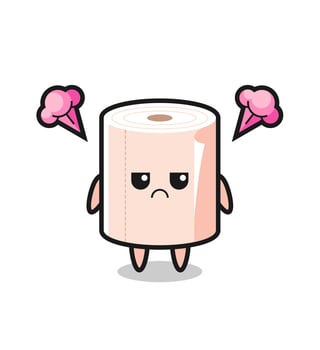 annoyed expression of the cute tissue roll cartoon character vector