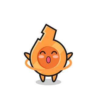 cute whistle cartoon is playing hula hoop vector