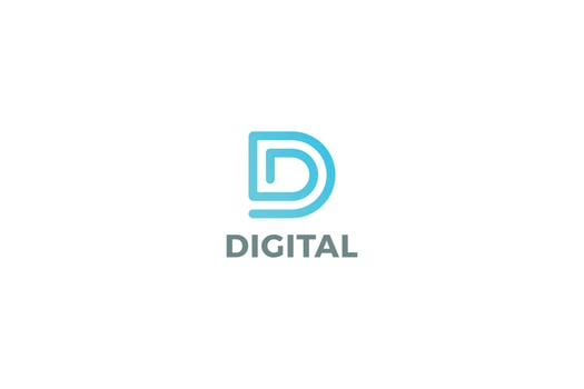 Letter D blue color creative and line art digital technological business logo vector