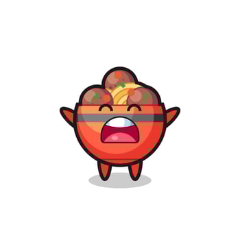 cute meatball bowl mascot with a yawn expression vector