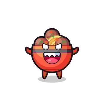 illustration of evil meatball bowl mascot character vector