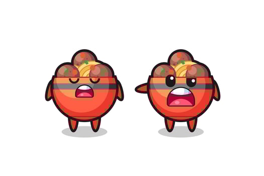 illustration of the argue between two cute meatball bowl characters vector