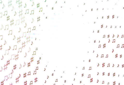 Light Green, Red vector template with musical symbols.
