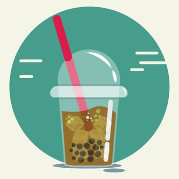 Ice bubble milk tea with ice cubes vector illustration
