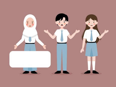 Cute Indonesian high school student vector illustration