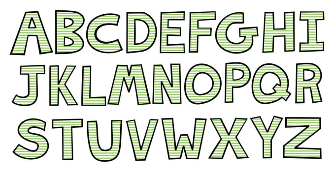 Uppercase Green Striped Alphabet Lettering vector