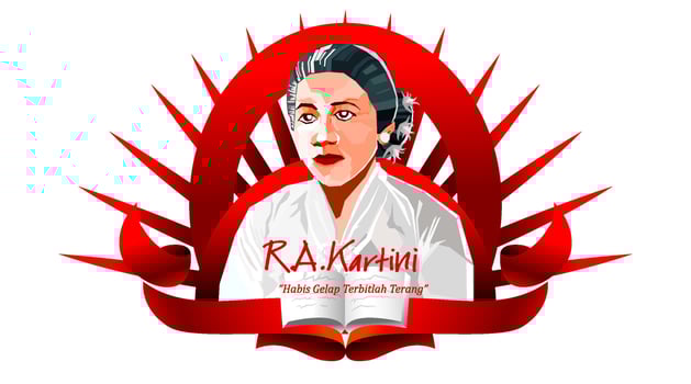 Raden Adjeng Kartini the heroes of women and human right in Indonesia. Can use for logo, mascot, or emblem background. - Vector
