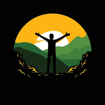 ILLUSTRATION OF MAN GOING ON AN ADVENTURE vector