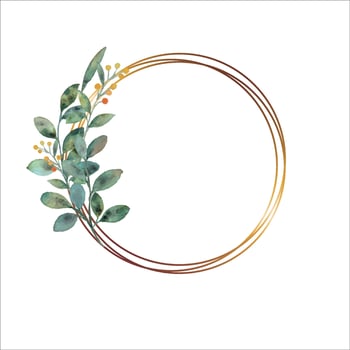 Gold frame with leaves. vector