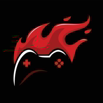 Game joystick with fire ornament vector