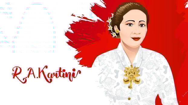 Kartini Day, R A Kartini the heroes of women and human right in Indonesia. banner template design background - Vector