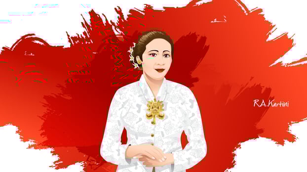 Kartini Day, R A Kartini the heroes of women and human right in Indonesia. banner template design background - Vector