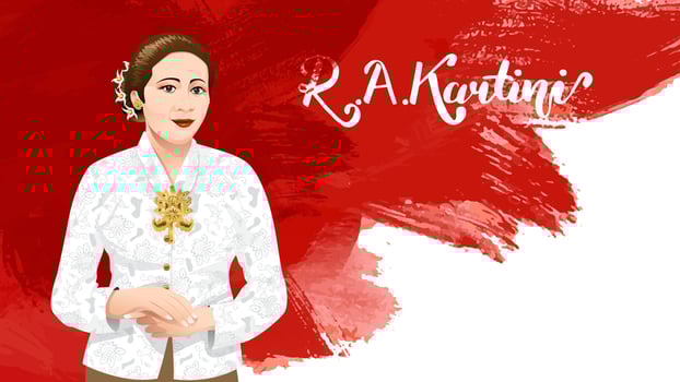Kartini Day, R A Kartini the heroes of women and human right in Indonesia. banner template design background - Vector
