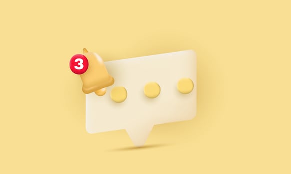 yellow 3d realistic speech bubble bell about vector