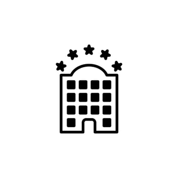 Hotel, Apartment, Townhouse, Residential Solid Line Icon Vector Illustration Logo Template. Suitable For Many Purposes.