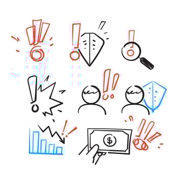 hand drawn doodle icon Related to Risk caution and protect illustration isolated vector