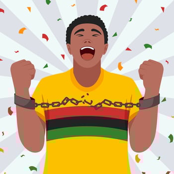 A Man Shout Out Loud to Break The Chain On His Hand vector