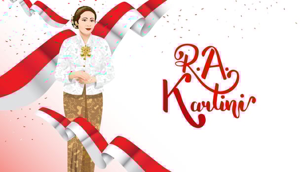 Kartini Day, R A Kartini the heroes of women and human right in Indonesia. banner template design background - Vector
