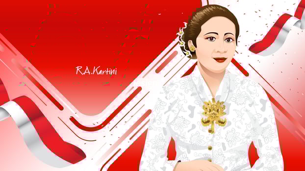 Kartini Day, R A Kartini the heroes of women and human right in Indonesia. banner template design background - Vector