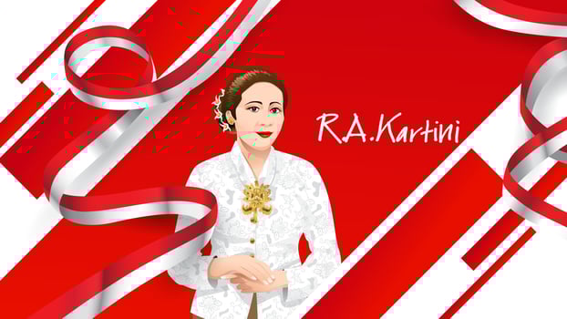 Kartini Day, R A Kartini the heroes of women and human right in Indonesia. banner template design background - Vector