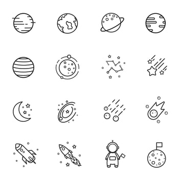 Space icons Set. Illustration isolated on white background for graphics and web design vector