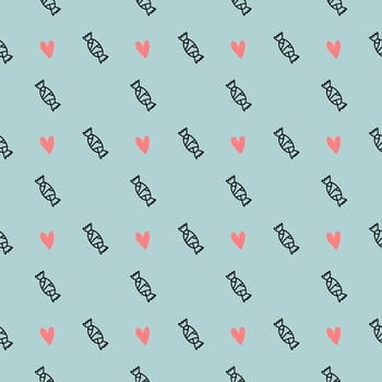 Candy and heart seamless pattern vector