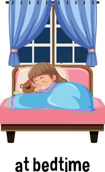 English prepositions of time for children vector
