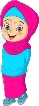 Happy muslim girl cartoon standing vector