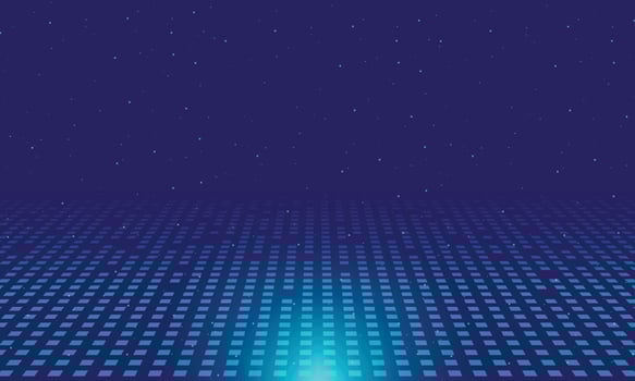 Abstract digital concept lighting effect glowing particles dots on blue background. vector