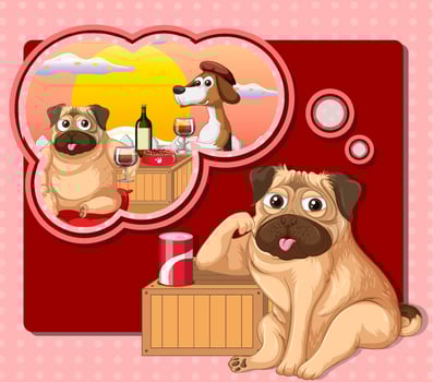 A dog thinking with callouts vector