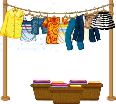 Different clothes hanging on the bars vector