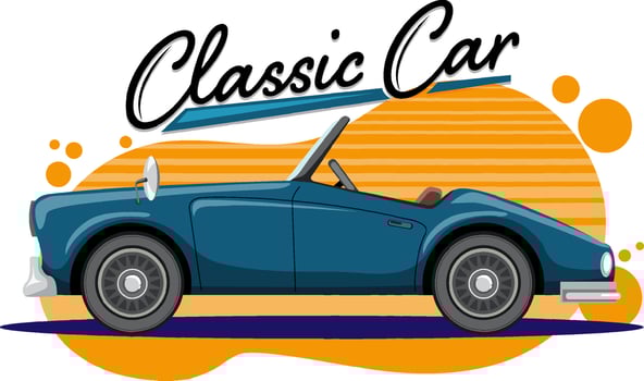 Classic car concept with old car side view vector