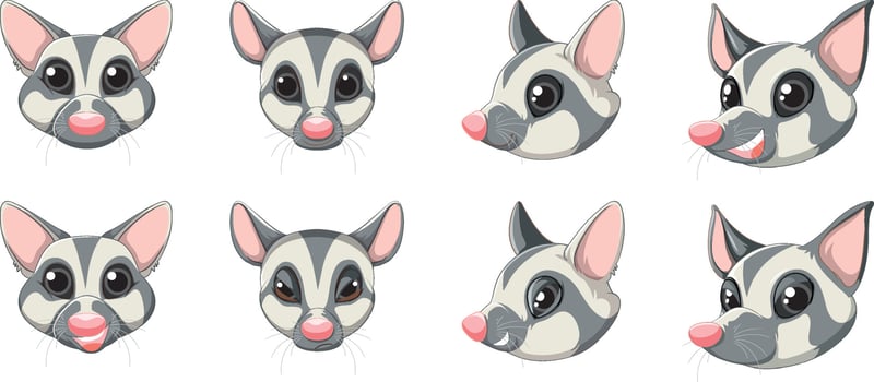 Set of cute sugar glider vector