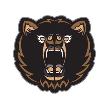Colored face of a bear. Good for t-shirts and prints. Isolated. vector