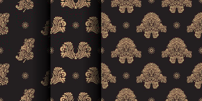Set of Seamless pattern with Damask element. Good for clothing and textiles. Vector illustration.