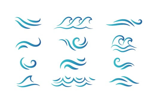 set of water or air wave icons vector
