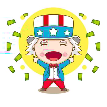 cute uncle Sam share money cartoon character vector