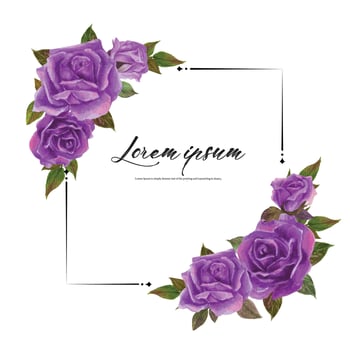 Rose watercolor frame. Floral wreath vector illustration.
