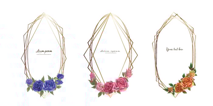 Rose watercolor frame set. Vector illustration.