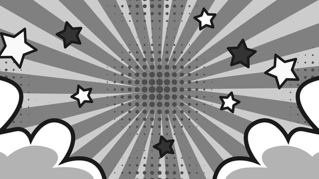Cartoon comic background with clouds and stars vector