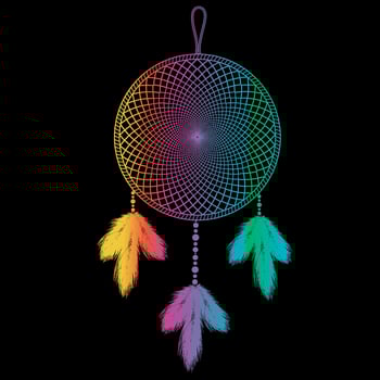 Hand drawn indian dreamcatcher with feathers. Vector illustration. Ethnic design, boho chic, tribal symbol.