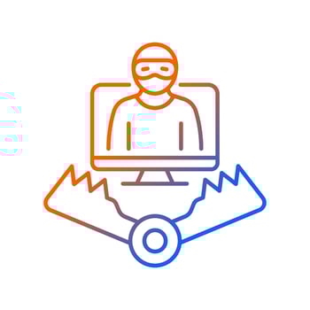 Honeypot gradient linear vector icon. Trap for attackers. Deceptive method of cybersecurity. Luring hackers. Thin line color symbol. Modern style pictogram. Vector isolated outline drawing