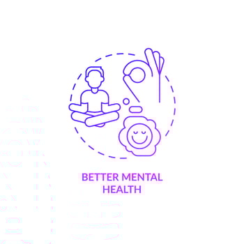 Better mental health purple gradient concept icon. Wake up early to keep mind clear abstract idea thin line illustration. Isolated outline drawing. Roboto-Medium, Myriad Pro-Bold fonts used vector