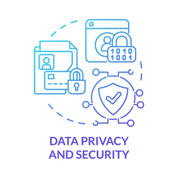 Data privacy and security blue gradient concept icon. Online entrepreneurship risk abstract idea thin line illustration. Privacy policy. Keeping data safe. Vector isolated outline color drawing